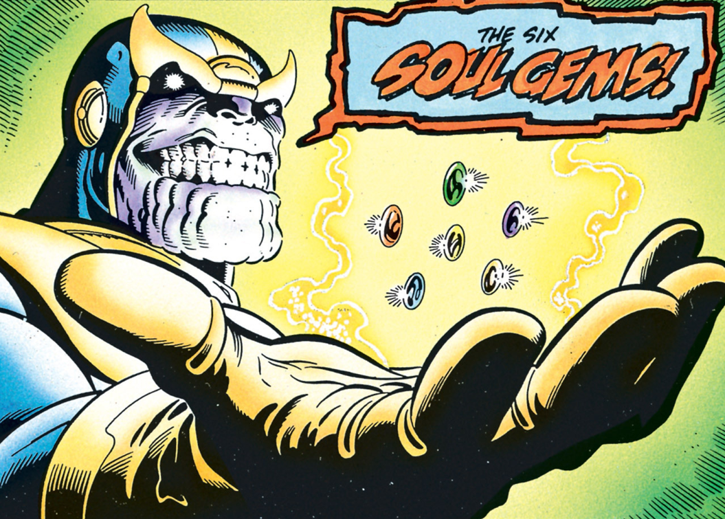Thanos and the six Soul Gems